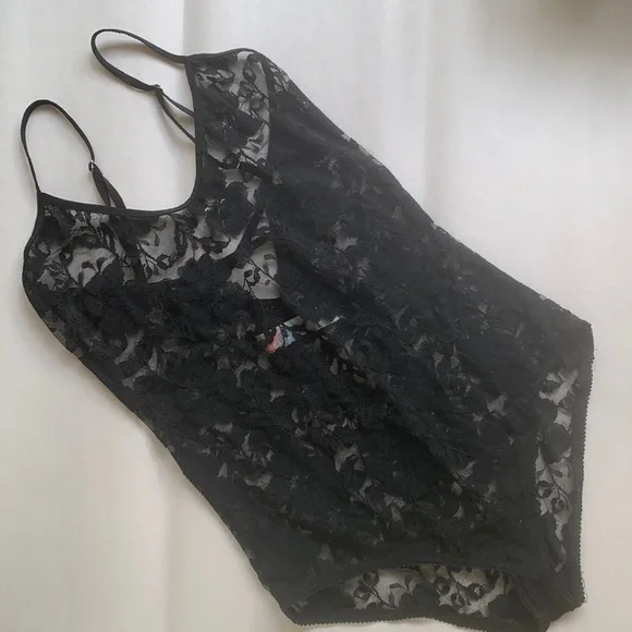 Free People Beach Black Lace Bodysuit Lingerie Top Cami Sexy Size Small - Picture 4 of 15